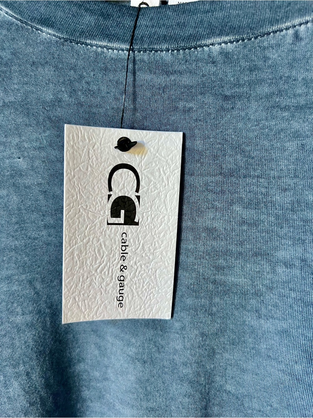 NWT Cable & Gauge Denim Blue Ruched Long Sleeve Shirt Size L - Picture 8 of 10
